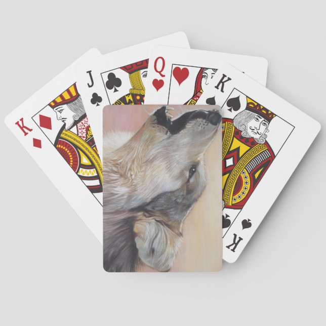 picture of grey wolf howling wildlife picture playing cards (Back)