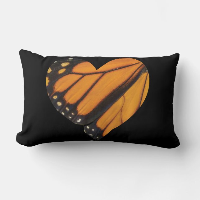 Picture of Heart Shaped Monarch Butterfly Wings Lumbar Cushion (Front)