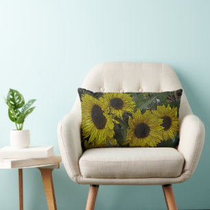 picture of large yellow sun flowers contempory lumbar cushion