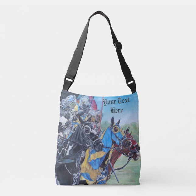 picture of mediaeval knights jousting on horses crossbody bag (Front)
