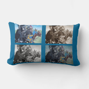 picture of mediaeval knights jousting on horses lumbar cushion