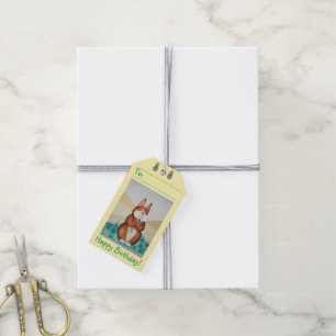 picture of smiling cute brown bunny rabbit gift tags