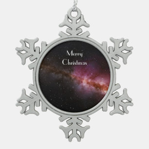 Picture of the universe snowflake pewter christmas ornament