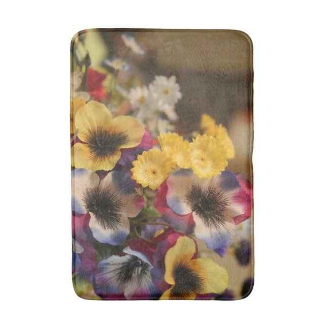 Picture of Violet and Yellow Flowers  Bath Mat (Front Vertical)