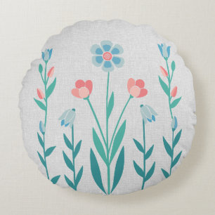 Picture Perfect Garden Floral – Teal & Pink Round Cushion