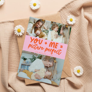 Picture Perfect Orange Pink Photo Valentines Day Holiday Card