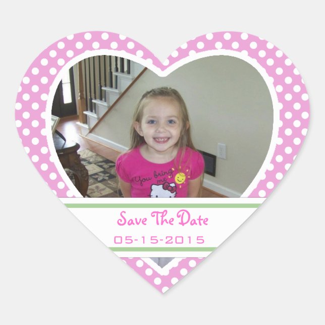 Picture: Polka-dot Heart: Save The Date Stickers (Front)