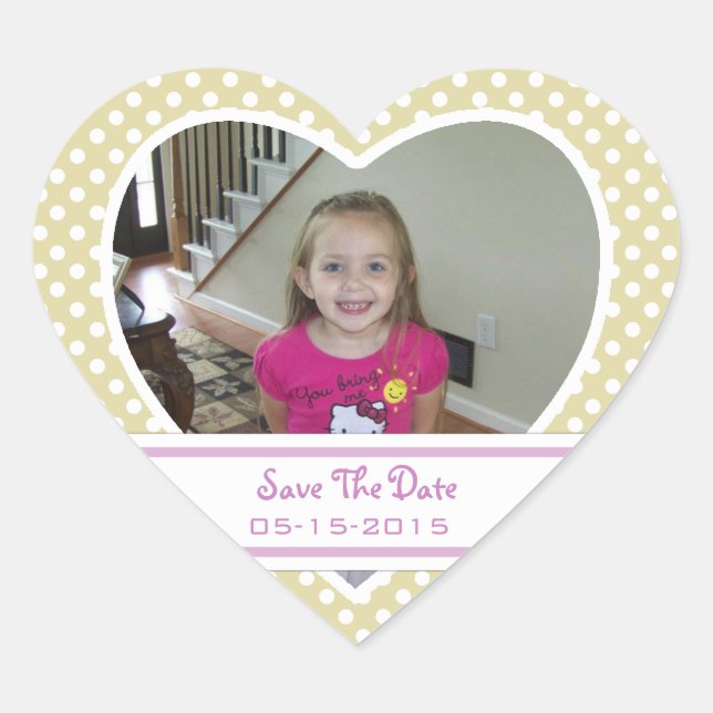 Picture: Polka-dot Heart: Save The Date Stickers (Front)