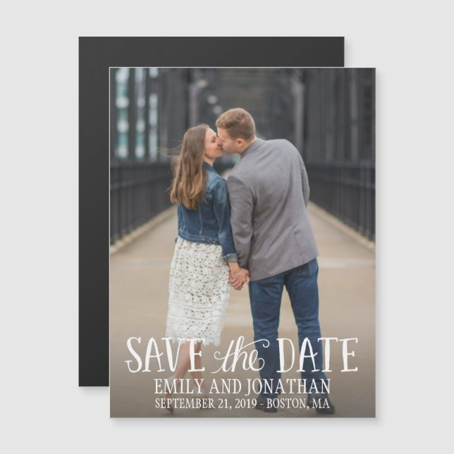 Picture Wedding Save The Date Magnets, Lettered Magnetic Invitation (Front/Back)