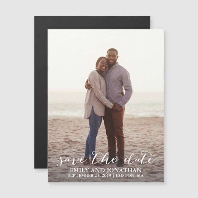 Picture Wedding Save The Date Magnets, One Photo Magnetic Invitation (Front/Back)