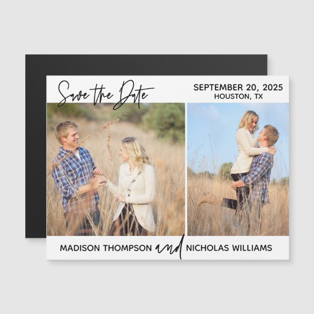 Picture Wedding Save The Date Magnets, Two Photos Magnetic Invitation (Front/Back)