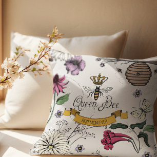 Picture with Best Mum Ever Queen Bee & Crown  Cushion
