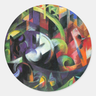 Picture with Cattle by Franz Marc, Vintage Art Classic Round Sticker