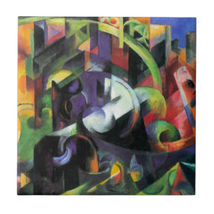 Picture with Cattle by Franz Marc, Vintage Art Tile