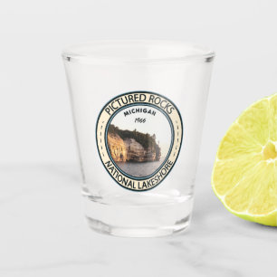 Pictured Rocks National Lakeshore Michigan Badge Shot Glass