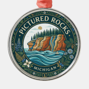 Pictured Rocks National Lakeshore Michigan Metal Tree Decoration