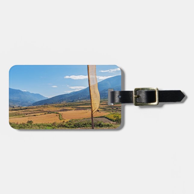 Picturesque agricultural landscape in rural Bhutan Luggage Tag (Front Horizontal)