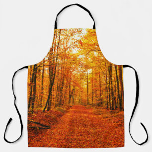 Picturesque Autumn Way Landscape Apron