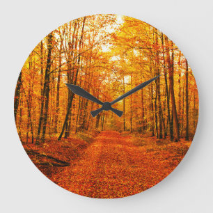 Picturesque Autumn Way Landscape Large Clock