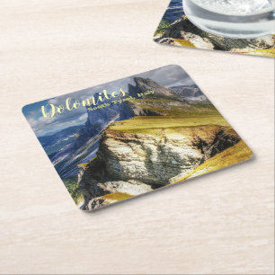 Picturesque Dolomites South Tyrol Italy Square Paper Coaster