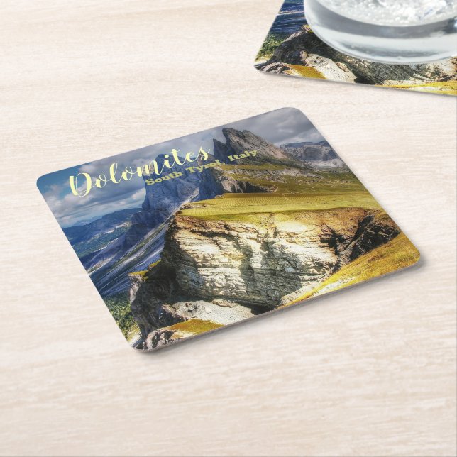 Picturesque Dolomites South Tyrol Italy Square Paper Coaster (Angled)