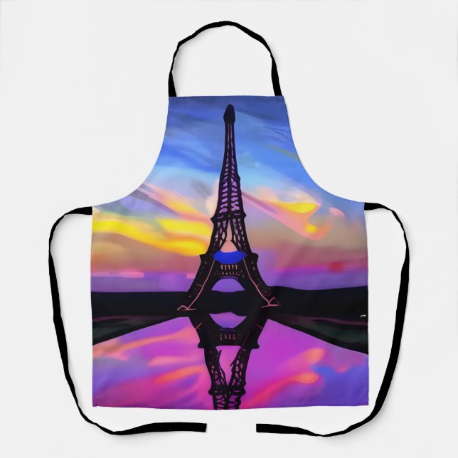 Picturesque Eiffel Tower In A Glowing Sunset Apron (Front)