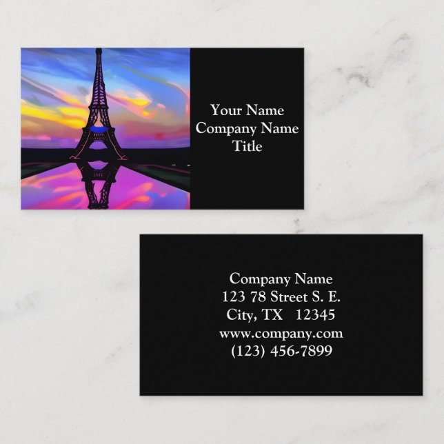 Picturesque Eiffel Tower In A Glowing Sunset Business Card (Front/Back)