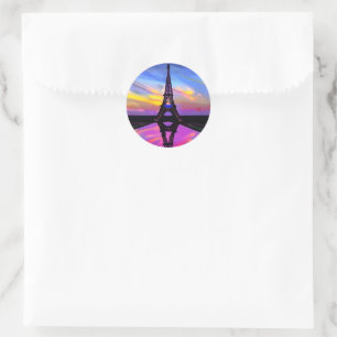Picturesque Eiffel Tower In A Glowing Sunset Classic Round Sticker