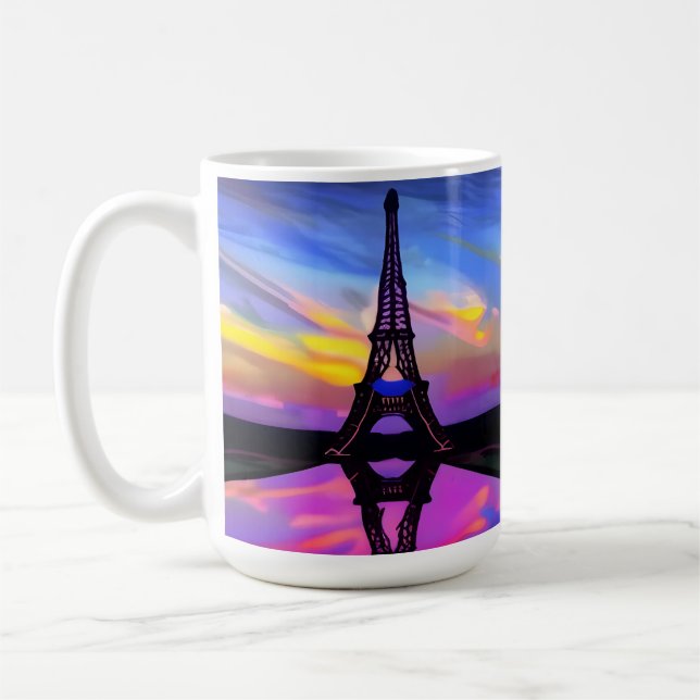 Picturesque Eiffel Tower In A Glowing Sunset Coffee Mug (Left)