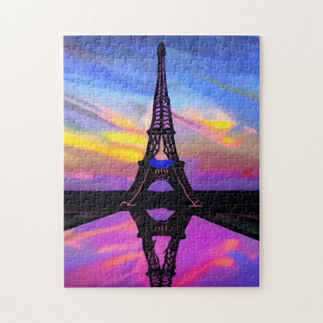 Picturesque Eiffel Tower In A Glowing Sunset Jigsaw Puzzle (Vertical)