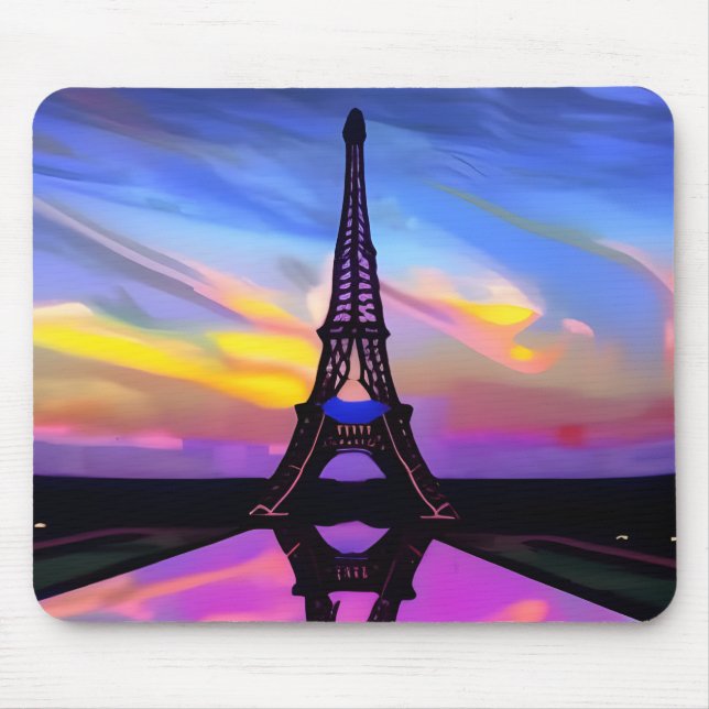 Picturesque Eiffel Tower In A Glowing Sunset Mouse Mat (Front)