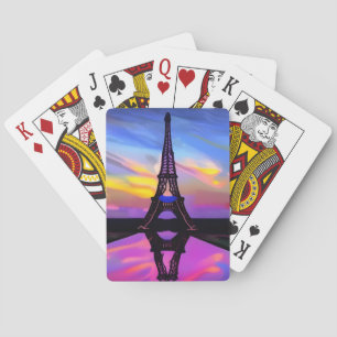 Picturesque Eiffel Tower In A Glowing Sunset Playing Cards