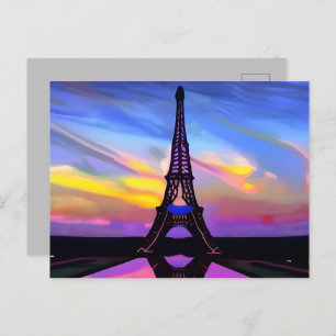 Picturesque Eiffel Tower In A Glowing Sunset Postcard