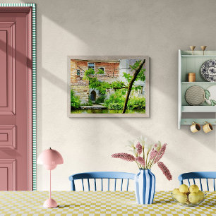 Picturesque English Cottage by the Water Poster