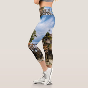 Picturesque house on a tropical coral outcrop capri leggings
