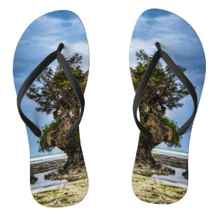 Picturesque house on a tropical coral outcrop flip flops