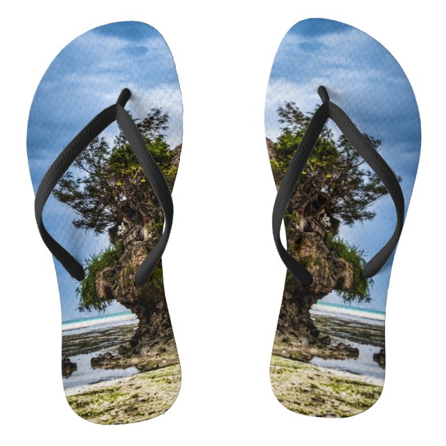 Picturesque house on a tropical coral outcrop flip flops (Footbed)