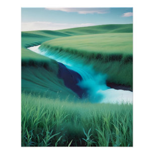 Picturesque Landscape Field Nature Background Art Poster