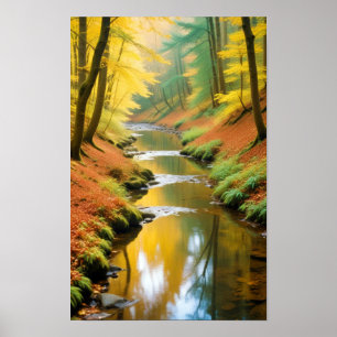 Picturesque Landscape Forest River Nature Tranquil Poster