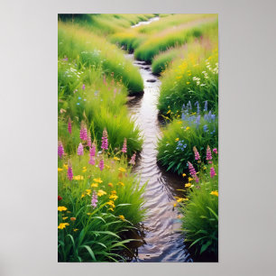 Picturesque Landscape Forest Stream Nature Walk Poster