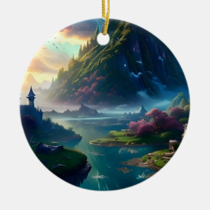 Picturesque Landscape Four Ceramic Tree Decoration