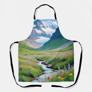 Picturesque Landscape Mountains Valley Nature Calm Apron