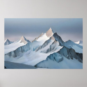 Picturesque Landscape Mountains Winter Nature Art Poster