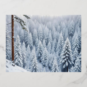 Picturesque Landscape Mountains Winter Nature Calm Foil Holiday Postcard