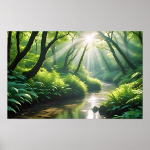 Picturesque Landscape Panoramic River Nature Peace Poster