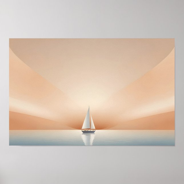 Picturesque Landscape Sailing Sunset Background  Poster (Front)
