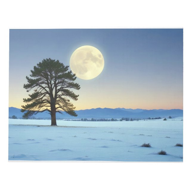Picturesque Landscape Winter Moon Nature Tranquil  Notepad (Front)
