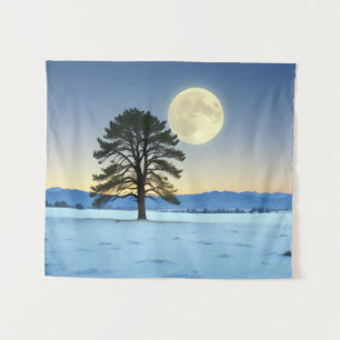 Picturesque Landscape Winter Moon Nature Tranquil Tapestry