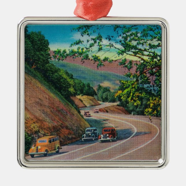 Picturesque Los Gatos Highway near Santa Cruz Metal Tree Decoration (Front)