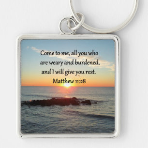 PICTURESQUE MATTHEW 11"28 SCRIPTURE VERSE KEY RING